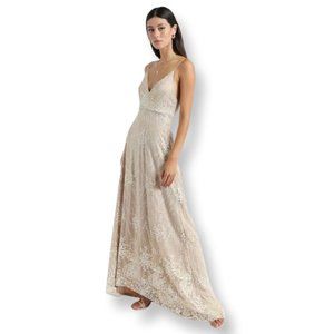 Showpo Beige Embroidered Maxi Dress